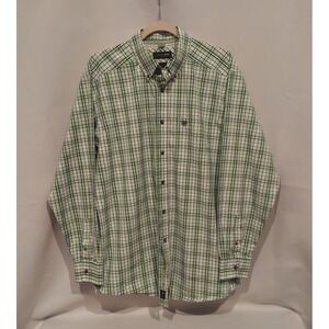Ariat Mens Green & Blue Plaid Bradley LS Perforated Button-Down Shirt Size Large